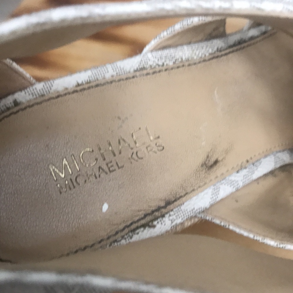 Michael Kors Women's White Logo Zip Wedge Sandals - Picture 9 of 9
